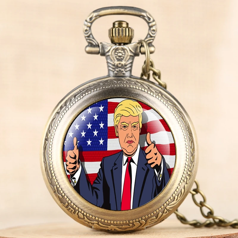 Дональд Трамп президент Тема ожерелье кварцевые карманные часы подвеска цепь часы коллекционные вещи сделать Америку отличный подарок для мужчин и женщин