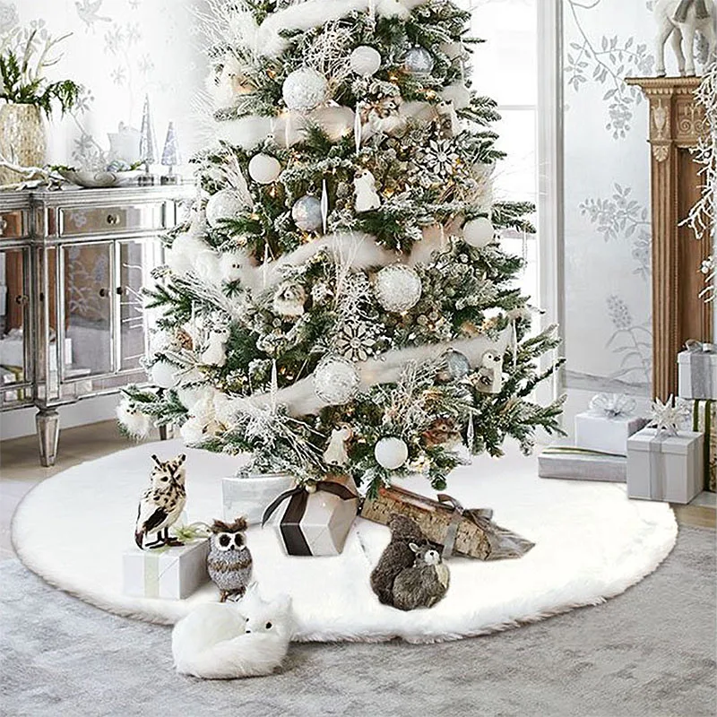 Праздничный декор для рождественской елки снежинка белая юбка меховая
