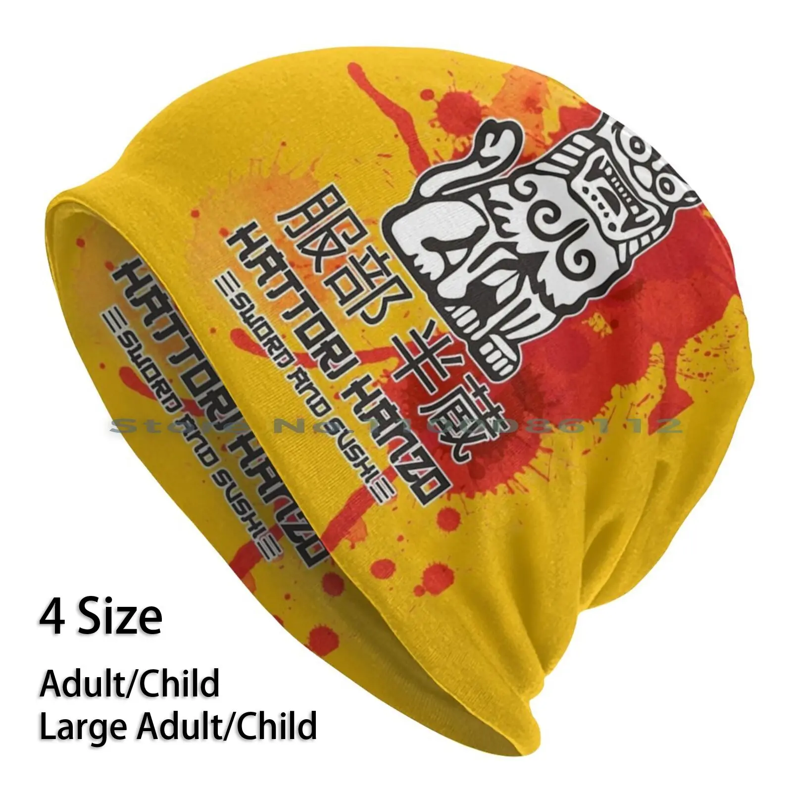 Hattori Hanzo-Blood Red Sun-Bruce Lee Yellow Background Berretti Cappello Lavorato A Maglia Hattori Hanzo Sword Bloody Kill Bill Film Kill Bill