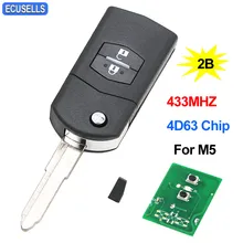 2 кнопки складной смарт-ключ удаленное ключа автомобиля 433 МГц с 4D63 чип для Mazda M5 5 с необработанное лезвие