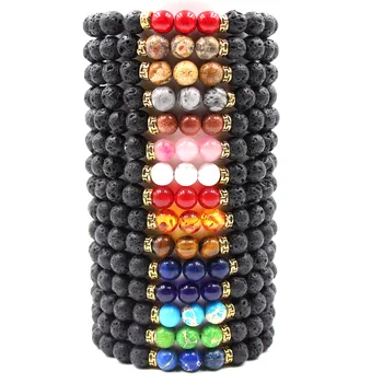 

7 Chakra Lava Rock Bracelets For Women Men Healing Balance Beads DIY Aromatherapy Essential Oil Diffuser Stone Bangle Jewelry