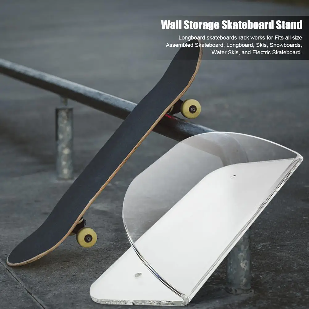 HAI Longboard Wall Mount Skateboard Invisible Clear Wall Hanger Display Rack for Storing Your Skateboard or Longboard Skate 1 Piece