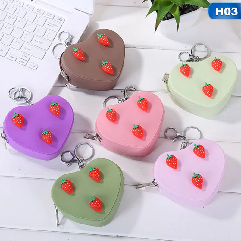 1 шт., милый кошелек для монет с сердечками, ПВХ, Детский кошелек для ключей, детские украшения, кошельки для монет, разные цвета, 14 видов, Прямая поставка - Цвет: H03