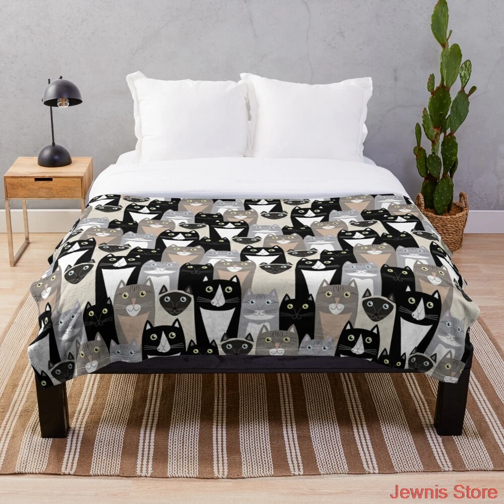 Cats 1 Throw Blanket Flannel blankets and throws Adult Thick Home Super