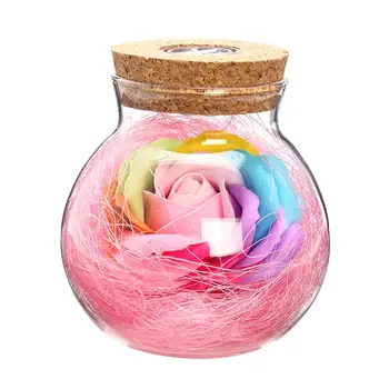 

Rose Wish Bottle Handmade Eternal Never Withered Flower With Remote Control 7 Color LED Light Bottle Gift for Valentine's Day