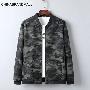 

Autumn Men Plus Fat Plus Size Leisure Camouflage Printing Baseball Collar Jacket Young Men Coat