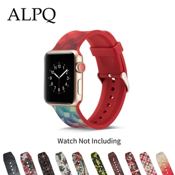 

ALPQ Soft Silicone Band For Apple Watch Strap 38mm 40mm 42mm 44mm Sports Replacement Bracelet For Apple Watch Series 4 3 2 1