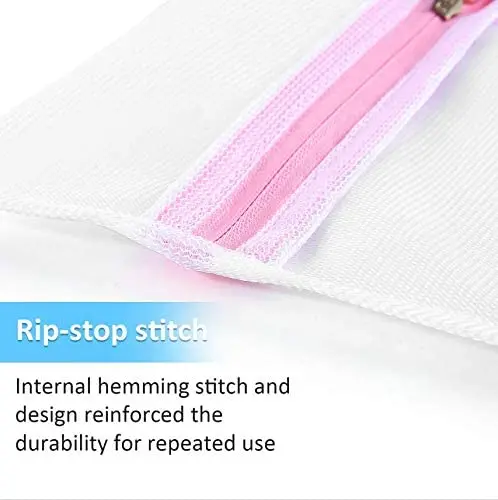Pink Mesh Laundry Bags For Delicates With Zipper Travel Storage