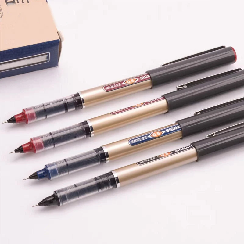 

12pcs/box Direct Liquid Ink Roller Pen 0.5mm Black Blue Red Bullet Tip Needle Tip Signature Gel Pens School Office Supplies