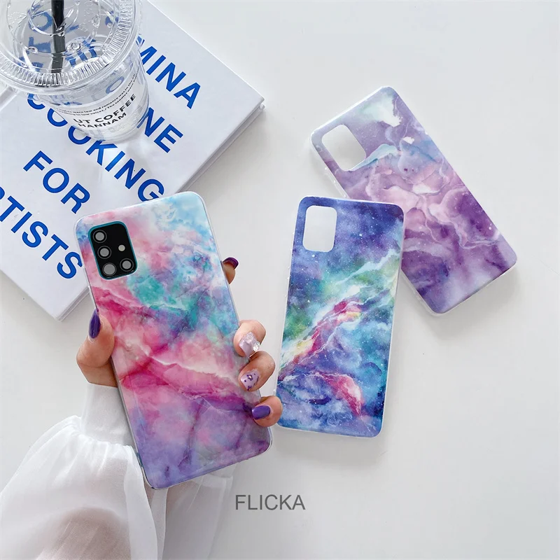 Luxury Marble Phone Case For Samsung Galaxy A51 A71 M51 A12 A42 A21S A31 A41 A01 A50 A70 A20E A30 A40 Silicone soft Back Cover cute samsung phone case