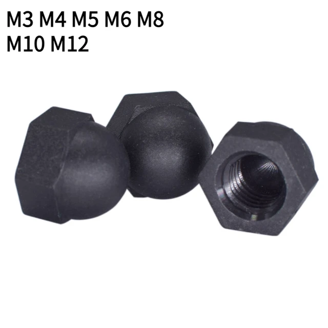 Kunststoff Hutmutter M10 schwarz Nylon 10 Stück