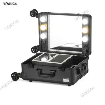 

19 inch portable professional mirror rod with light cosmetic case beauty kit LED universal wheel CD50 T03