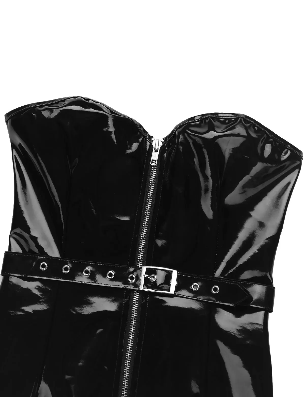 Сексуальное женское платье из кожи ПВХ без бретелек с молнией спереди, облегающее Мини платье для вечеринки, латексное платье, Клубная одежда