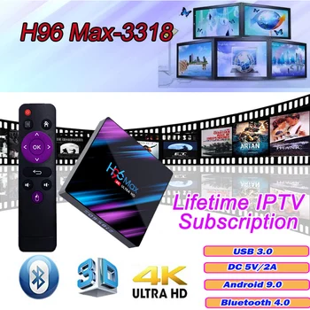 

2020 H96 MAX RK3318 TV Box Android 9.0 4GB 64GB 4K Media player Netflix Android TV Set top box + lifetime IPTV m3u subscription