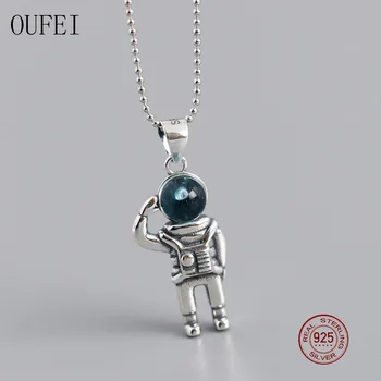 

OUFEI 925 Sterling Silver Necklace Chain Art Luxury Jewelry Astronaut Limit Dainty Necklace Pendant Vintage Accessories