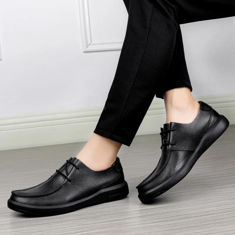 Men Oxfords Genuine Leather Dress Shoes Brogue Lace Up Mens Casual Shoes Luxury Brand Moccasins Loafers Men Plus Size 37-47