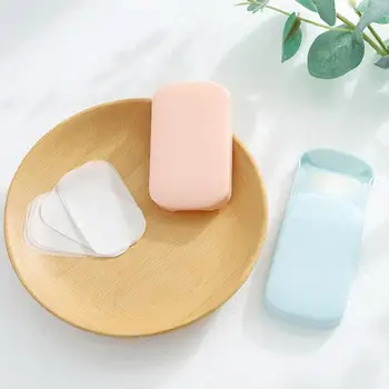 

60 Soap Tablets Box Portable Mini Travel Soap Paper Washing Hand Bath Clean Scented Slice Sheets Disposable Boxe Soap Whitening