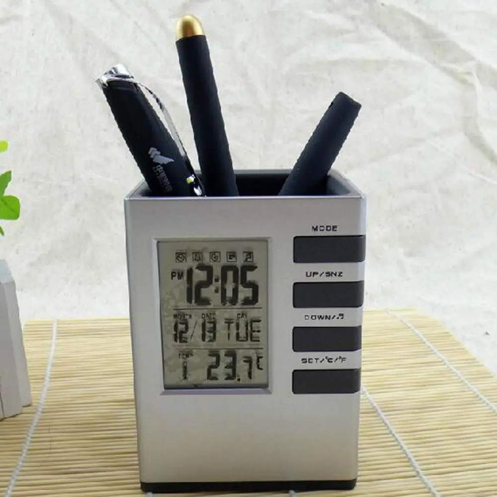 Innovative Multifunctional Perpetual Calendar Pen Holder Pen Holder Clock Electronic Clock For Office School Storage Supplies