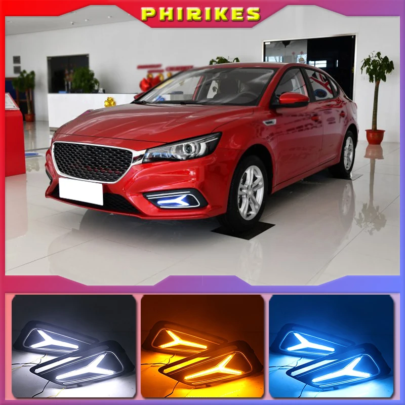 

1 Pair DRL for MG6 MG 6 2017 2018 2019 2020 Fog Lamp Covers Car LED Daytime Running Lights White Yellow Blue Running Turn signal