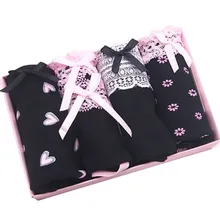 4 шт./лот, хлопковые трусики, женское нижнее белье, сексуальные трусы, плюс размер, S-4XL, с принтом, трусы, бесшовные, милые, мягкие, комфортные, для девушек, нижнее белье