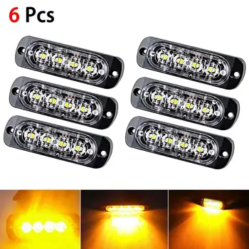

12V- 24V Amber LED Bar Car Truck Emergency Lights Lamps W/Protection Pad