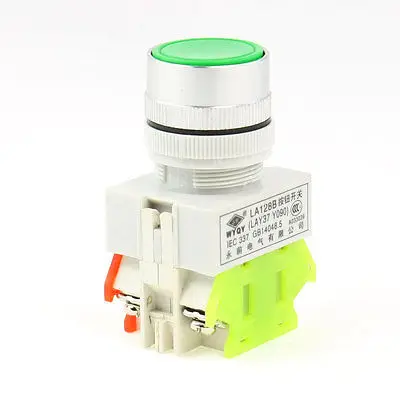 

660VAC 10A 1NO 1NC DPST Latching Green Flat Push Button Switch