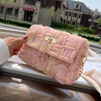 

Elegant Female Square Weave Crossbody bag 2020 Summer New High quality Women's Designer Handbag Chain Shoulder Messenger Bag