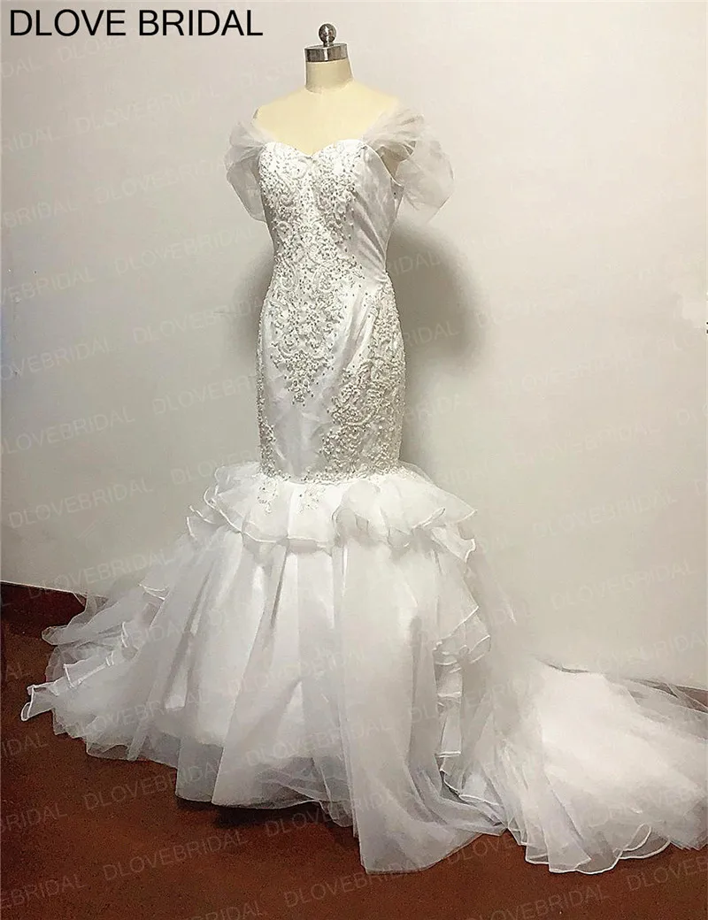 Свадебное платье с открытыми плечами, свадебное платье Vestido De Noiva, высококачественные платья с изящными ручными бисером, реальные фотографии