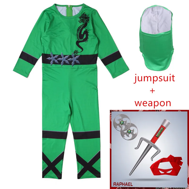 62908green-3 Черный костюм для мальчиков и девочек Ninjago, Детские комплекты, Детский костюм для Хэллоуина, игрушечное оружие, Необычные вечерние костюмы ниндзя на Пасху - Цвет: 62908green-3