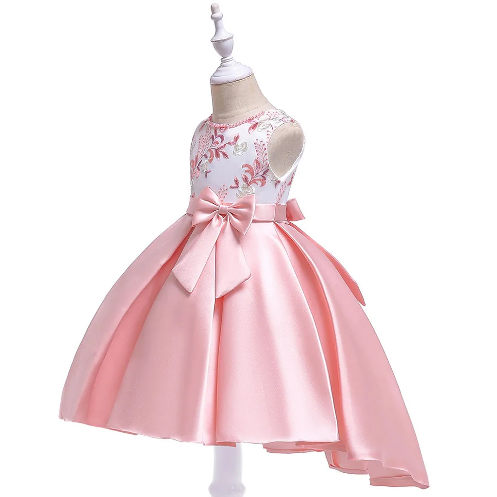 Розовое свадебное платье принцессы для маленьких девочек; детское платье-пачка с цветочным рисунком; элегантное платье для девочек; robe fille ceremonie;#5G4