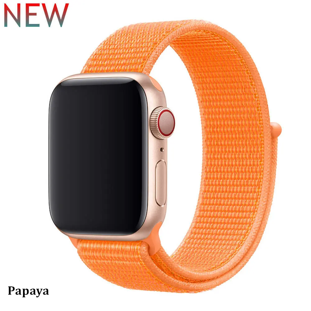 Papaya Спортивная петля для Apple watch ремешок Apple watch 4 группа 44 мм 40 м iWatch ремешок 42 мм 38 мм нейлоновый браслет ремешок для часов серии 3 2 1 44 - Цвет ремешка: Papaya