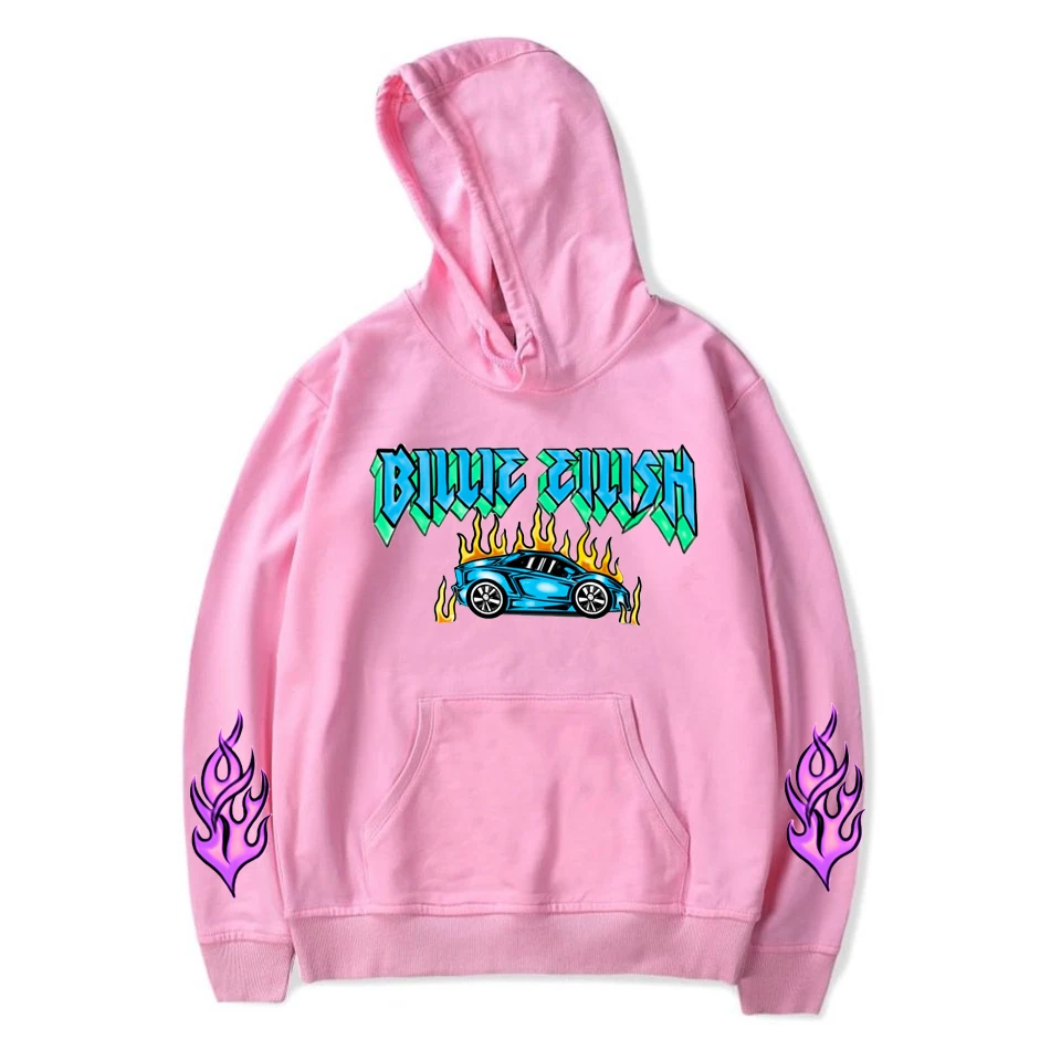 Толстовка с логотипом Billie Eilish, Мужская черная толстовка с капюшоном, зимняя Толстовка Billie Eilish, простая теплая Толстовка для женщин/мужчин, негабаритная толстовка с капюшоном, одежда - Цвет: pink