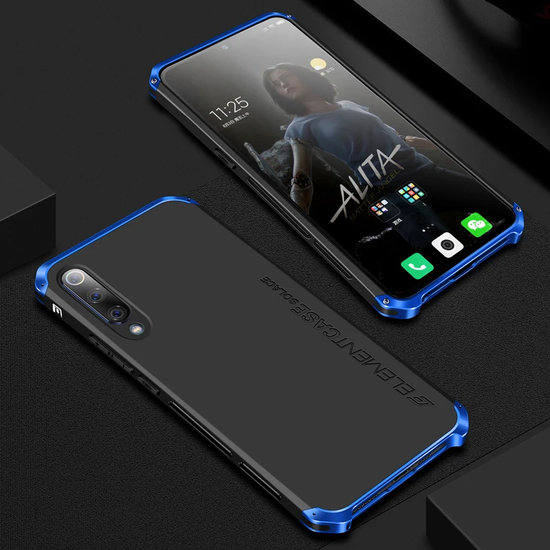 Металлический чехол для Xiaomi mi 9 mi 9, тонкий противоударный жесткий Гибридный ПК чехол для телефона для Xiaomi mi 9 Pro 6,39 - Цвет: Black Blue