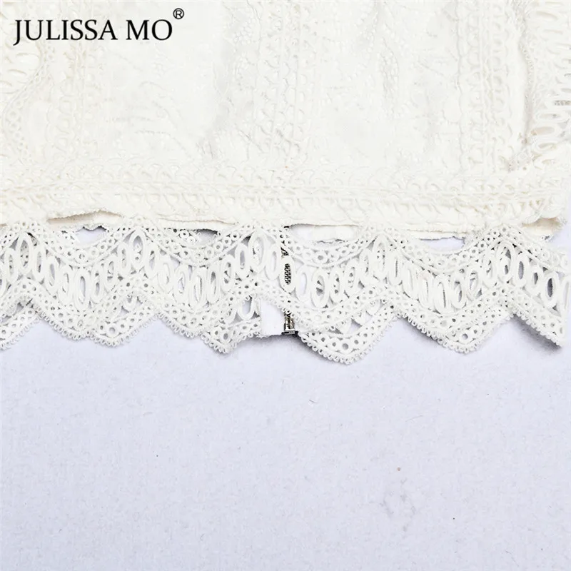 JULISSA MO белые кружевные блузки рубашки женские осенние сексуальные открытые рубашки с длинным рукавом футболки модные милые цветочные вязаные крючком женские топы