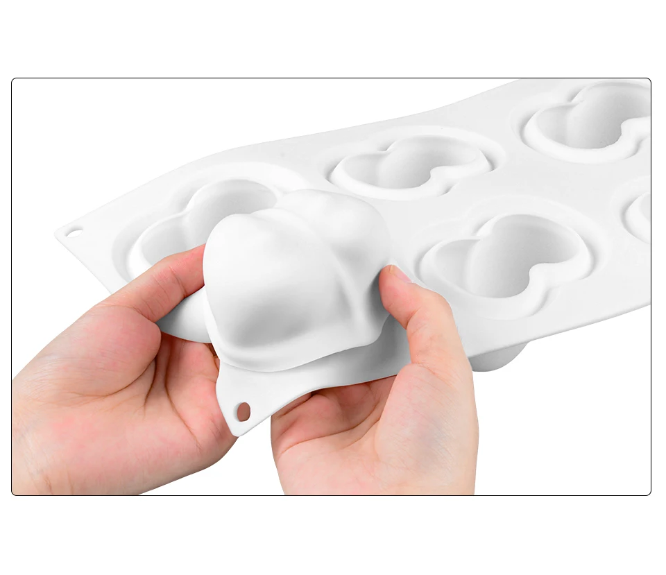 SILIKOLOVE New French Dessert Mousse Cake Silicone Mold 6 Forms Conjoined Cherry Silicone Molds Artificial Fruit Cake Decorating_04