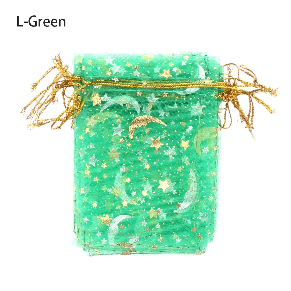 green-13x18cm 10 шт. Рождественский Подарочный шнурок мешок звезда Луна органза свадебный подарок мешок шнурок ювелирные изделия конфеты пакет вечерние украшения - Цвет: green-13x18cm