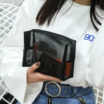 

Korean-style New Style Square Gauze Makeup Bag Unisex Transparent Mesh Wash Bag Portable Carry-on