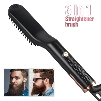 

3 in 1 Multifunctional Hair Comb Brush Beard Straightener Hair Straighten Straightening Comb Hair Curler Quick Hair Styler