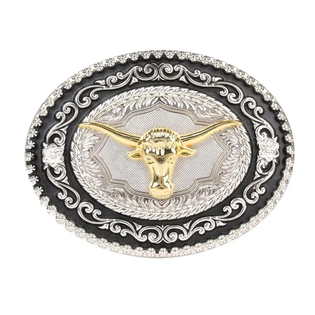 Belt Buckle Horse OX Head Arabesque Men Buckle Western Cowboy Jeans Accessory Metal Belt Buckle