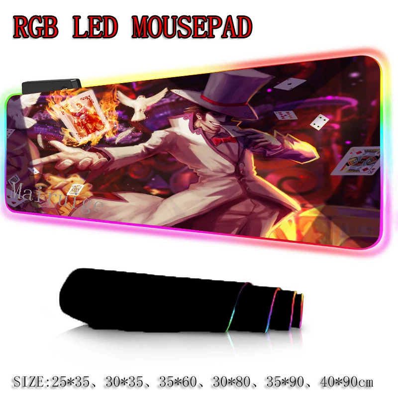 Mairuige Large RGB Mouse Pad Lock-edge Anime Magic Playing Card Computer Desk Mat Speed Rubber Non-