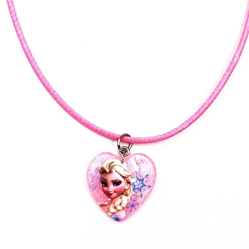 1Pcs Hot sale Cute Belle Elsa Princess Necklace Choker Rope Children Jewelry Kids Fashion Accessories For Girls Birthday Gifts