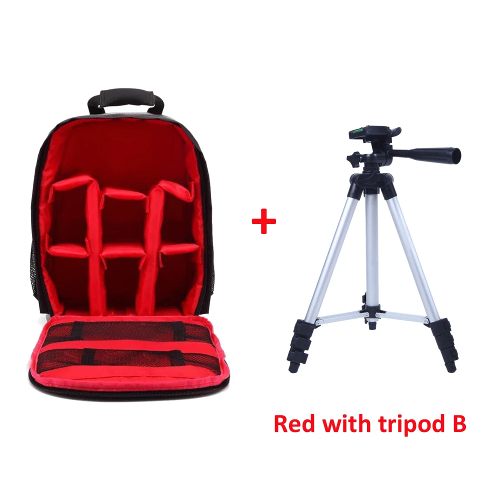 Red with tripod A Прочный рюкзак для камеры DSLR сумка для камеры водостойкая многофункциональная дышащая сумка для камеры Nikon Canon sony сумка для камеры - Цвет: Red with tripod A
