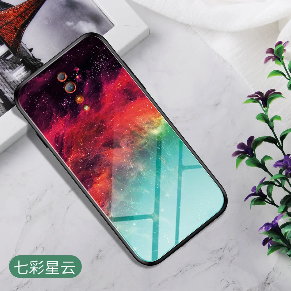 Для OPPO Realme3 Pro RealmeX Reno Z R17 K1 R15X F11 Pro закаленное стекло чехол перо печати чехол для OPPO Reno A1K A9