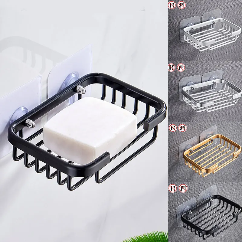 Plato de soporte para jabón, estante de almacenamiento para montar en paredes, tipo hueco, esponja, accesorios de baño, 1 Uds.
