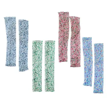 

Women Summer Sunscreen Crinkled Floral Lace Arm Sleeves Cover Candy Color UV Protection Non Slip Fingerless Gloves Thumb Hole
