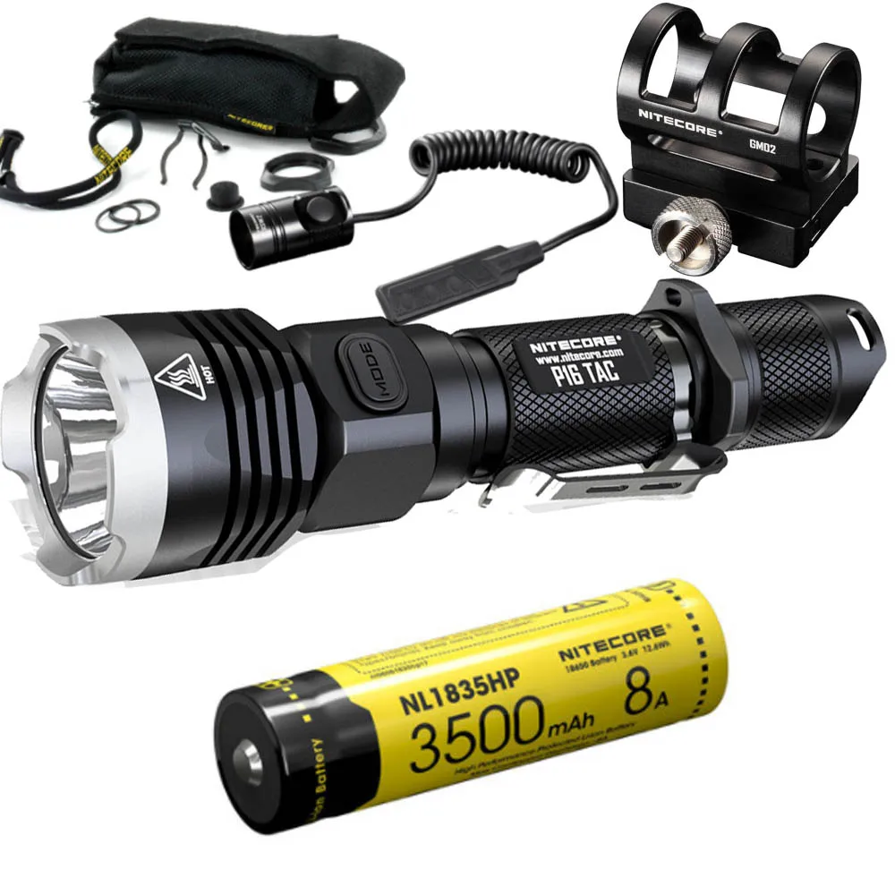 NITECORE P16Tac тактический фонарик CREE XM-L2(U3 Макс 1000 люмен фонарь+ RSW1 GM02+ 40 мм NFR40 NFB40 NFG40 NFD40 - Emitting Color: NL1835HP RSW1 GM02