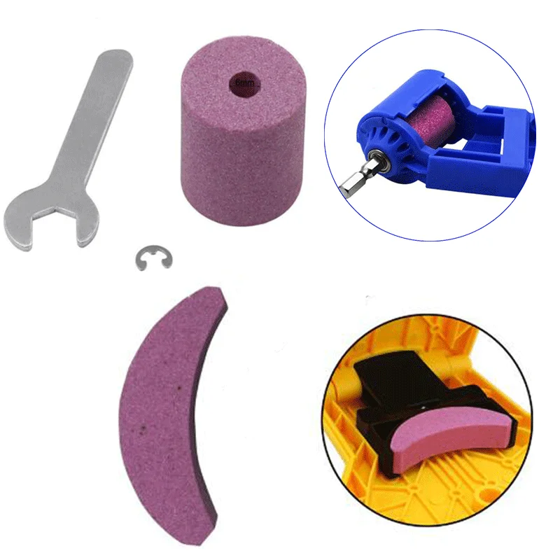 

Chain Saw Teeth Sharpener Whetstone Saw Chain Sanding Stone & 2-12.5mm Portable Drill Bit Sharpener Corundum Grinding Wheel