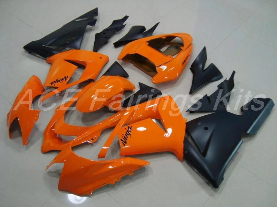 ABS мотоцикл полный обтекатель наборы Подходит для Kawasaki Ninja ZX-10R 2004 2005 10R 04 05 обтекатель кузова на заказ черный оранжевый Хороший