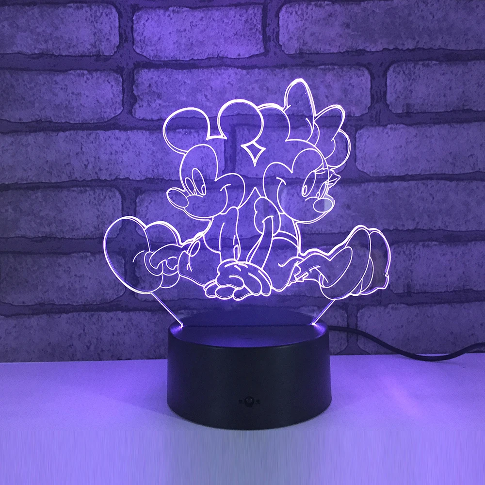 

Mickey Minnie LED RGB Night Light 7 Color Change Desk Light Action Figures 1891 Boys Girls Christmas Toys
