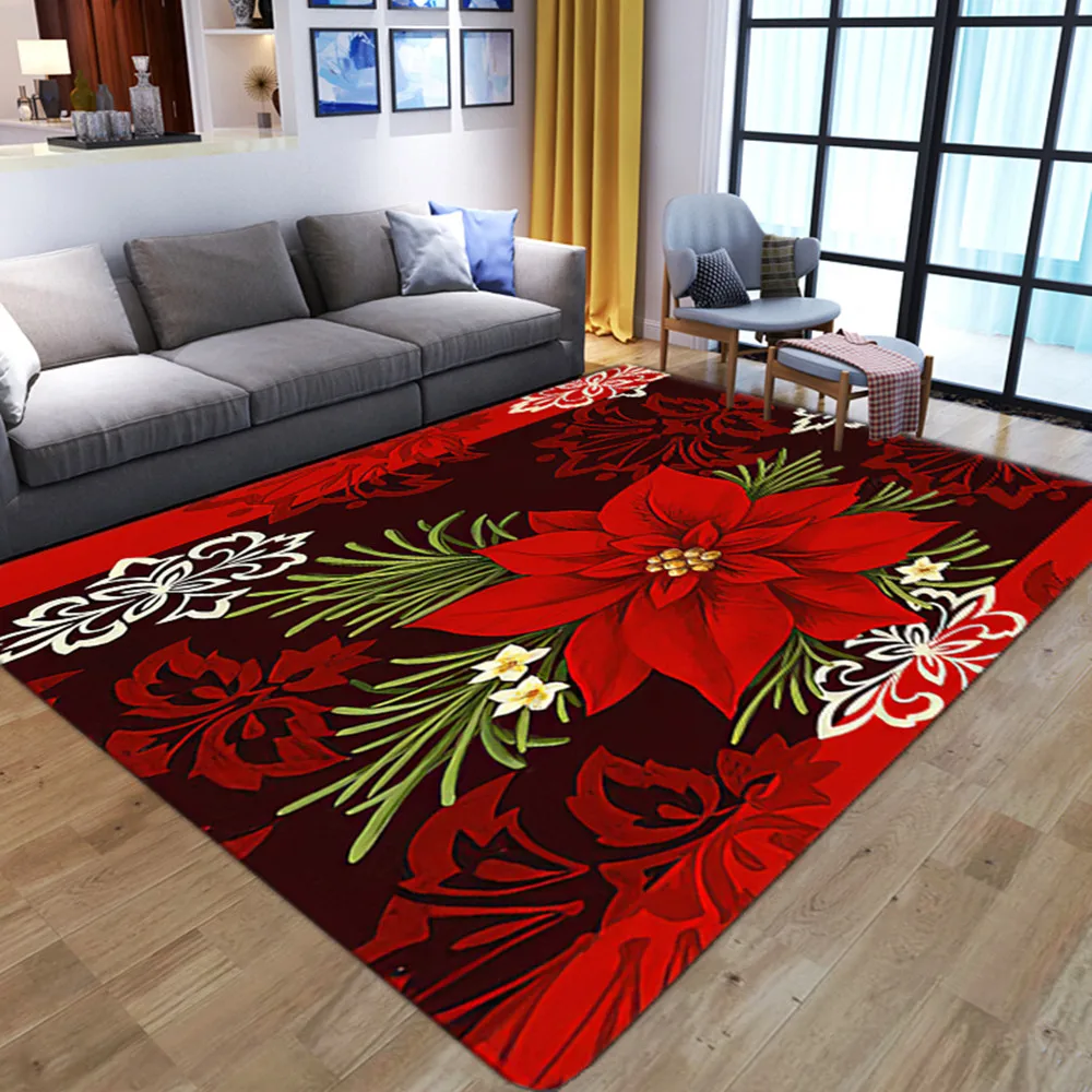 Gorgeous Red Flower 3D Carpet Home Living Room Kitchen Entrance Door Mat Washable Anti-slip Floor Rug Bathroom Area Hallway Mats | Дом и сад